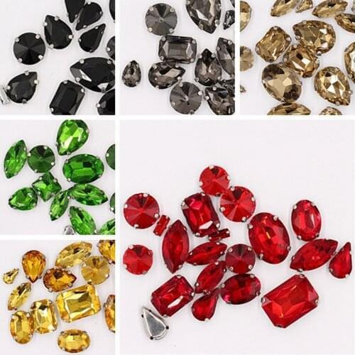 Prajna Mix Horse Eye Glass Rhinestones Sew On Rhinestones For Needlework Stones And Crystals Sewn On Dress Wedding Decoration