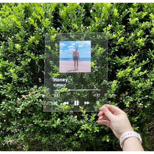 Clear Acrylic Personalised Music Plaque Any Photo Any Song High Quality UV Print With Song Barcode Album CoverMusic Gift Music