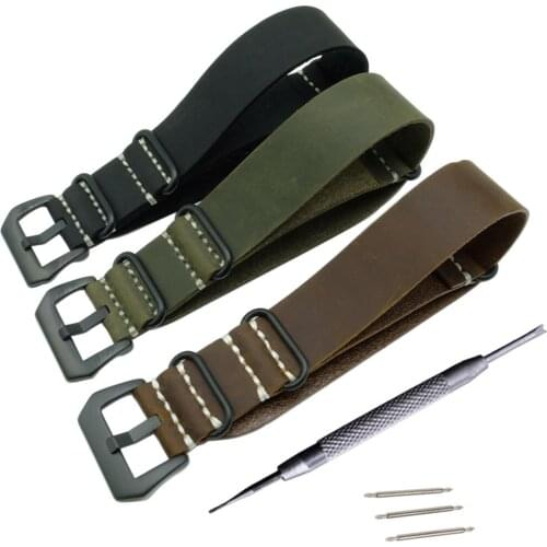22mm 24mm 26mm Watch Strap Handmade Crazy Horse Leather Strap Watch Band Zulu For Nato G10 For Pam Replacement