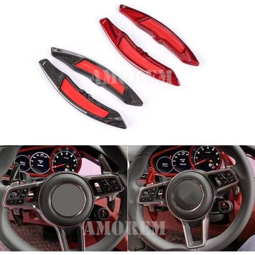 Carbon Fiber Steering Wheel Paddle Shifter Shift For Porsche 718 Cayman Panamera 911 991 Boxster Cayenne GTS 4S Elastic Butt