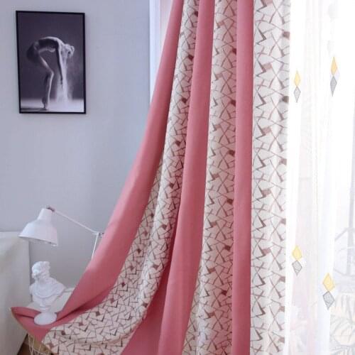 Modern Geometric Pattern Contrast Jacquard Seamless Stitching Curtain Shading Curtains for Living Room Bedroom Classical Curtain