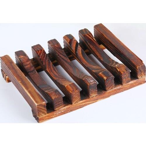 Natural Wooden Storage Rack Soap Dishes Tray Bathroom Organizer Bamboo Plate Soaps Container Wood Holder