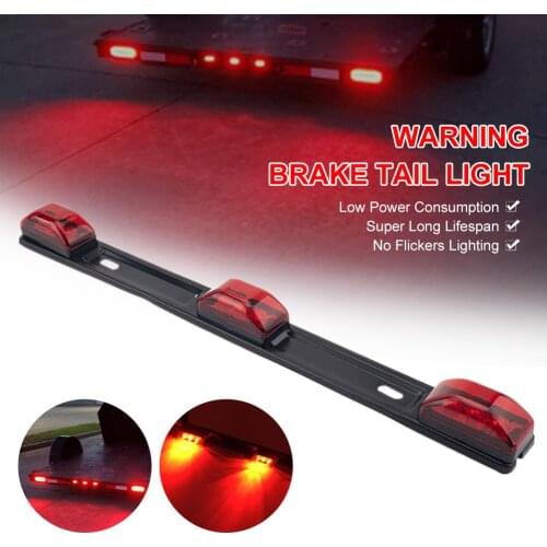 12 V 9 LED Clearance LED Light Bar Stainless Steel ID Marker Side Lights Red 3-Light LED Identification Lights for Truck Trailer