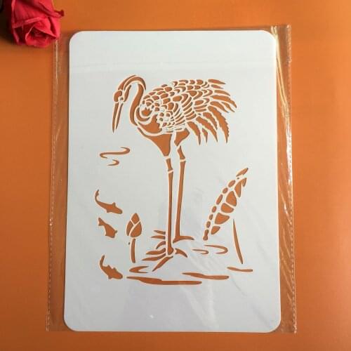 A4 29 * 21cm Red-crowned crane DIY Stencils Wall Painting Scrapbook Coloring Embossing Album Decorative Paper Card Template,wall