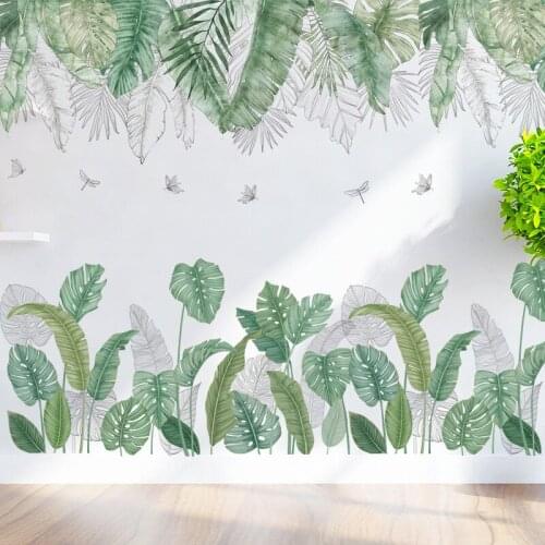 Tropical Leaf Painting Fresh Living Room Bedroom Dormitory Ins Sticker Room Door Plant Flower Wall Decoration Wall Stickers