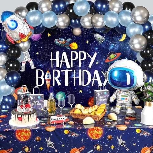 Outer Space Party Astronaut Balloons Kit Galaxy Theme Party Boy Kids Birthday Party Decor Favors Helium Globals
