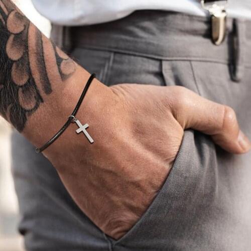 Rope Bracelet with Cross,Couples Jewelry,Adjustable Size Bracelet for Men Couples Best Friend Gift