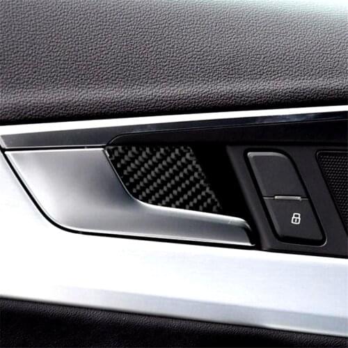 Carbon Fiber Inner Door Bowl Decorative Cover Trim Sticker for Audi A4 B9 2017-2019 Stylish Car Accessories Interior Decoration