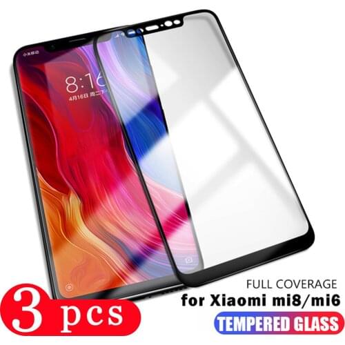 3Pcs cover tempered glass for xiaomi mi 8 lite pro 8 se 6x phone screen protector mi play pocophone f1 on glass protective film
