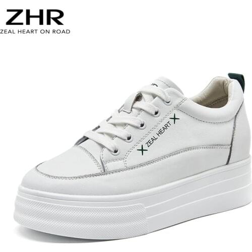Womens 2021 Spring White Platform Shoes, Comfortable And Breathable Inner Heightening Skirt
