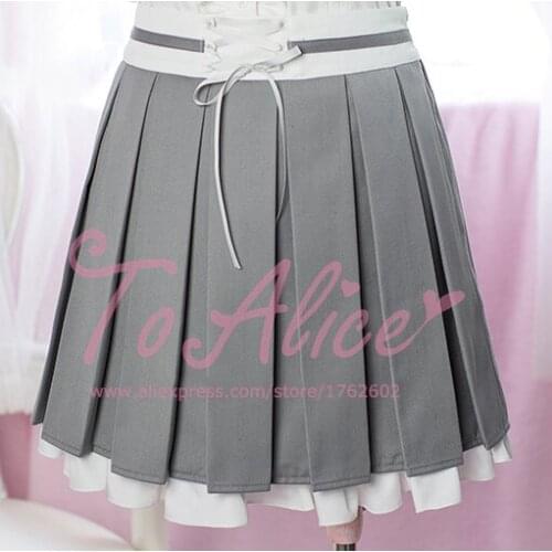 "Raccoon Set" Womens Grey Pleated Skirt Double Layers Cute Lolita Mini Skirt