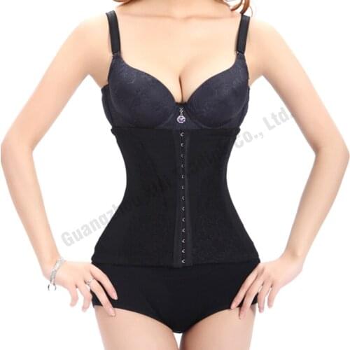 3 Hook Black Waist trainer SEXY BODY Shapers Lace Underwear for Women Slips Shapewear Bind belt Slimming Stainless Steel Corset