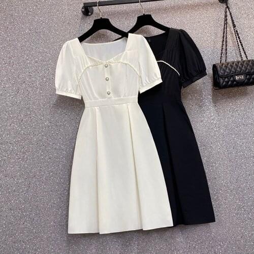 M-4XL plus size women fashion Beading elegant dress 2021 Summer short sleeve fashion slim Oversized female dresses vestido