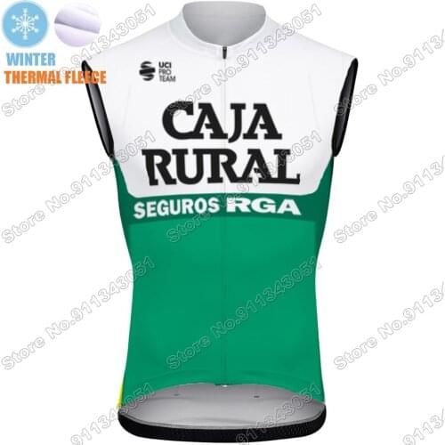 Winter CAJA RURAL 2021 Cycling Jersey Sleeveless Warm Cycling Vest Mountain Race Road Bike Clothing MTB Maillot Ropa Ciclismo