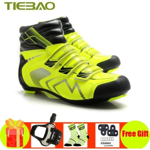Tiebao winter cycling shoes zapatillas ciclismo carretera nylon sole keep warm cycling sneakers self-locking Snow cycling boots