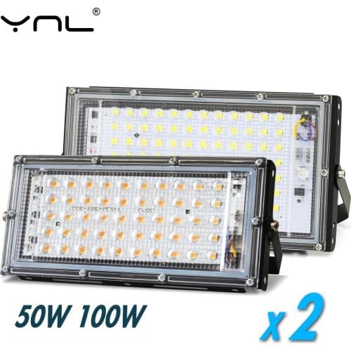 2pcs/lot Led Flood light Ourdoor Lighting 50W 100W AC 220V 240V Waterproof Ip65 Reflector LED Spotlight Floodlight Garden Foco