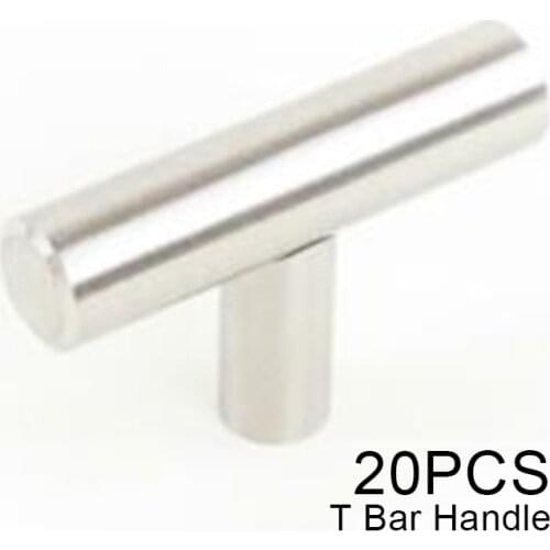 20pcs T Bar Handles Hollow Brushed Stainless Steel Knobs Kitchen Cupboard Cabinet Drawer Hardware Accessories