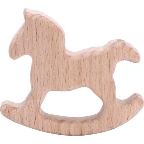 2020 New Baby Love Interesting Baby Natural Wood Trojan Horse Shape Pendant DIY Jewelry Findings Teether Shower