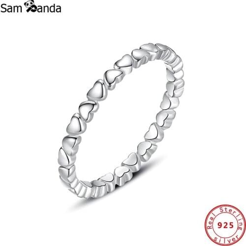 2020 Original 100% 925 Sterling Silver Ring Pave Love Hearts Retro Rings Gift Women Wedding Fine Jewelry Luxury Brand Anillos
