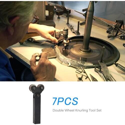 7pcs Steel Dual Wheel Knurling Tool Set with 0.5mm 1mm 2mm Wheel Linear Pitch Knurl Kit Lathe Cutter Wheel Knurling Set