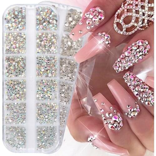 AB Glass Crystal Nails Art Rhinestones 3D Shiny Flatback Gems Stones Gorgeous Design Glitter Diamond Accessories Jewelry LE1891