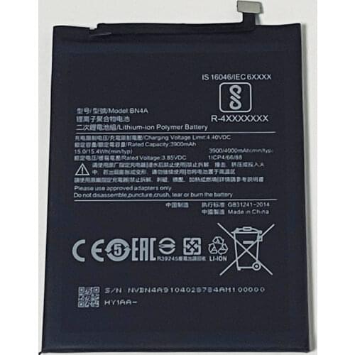 3.85V 4000mAh BN4A For Xiaomi Redmi Note 7 M1901F7G M1901F7H M1901F7I M1901F7E M1901F7C Battery