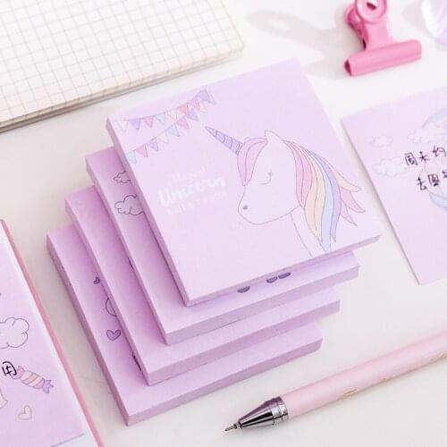 1pcs 80 pages Kawaii Rainbow Unicorn Sticky Notes Creative Post Notepad Cute DIY Memo Pad Office Supplies School Stationery