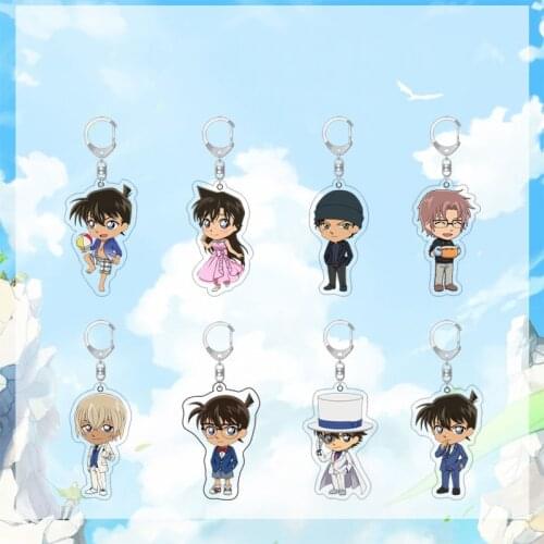 1 Pcs New Japan Anime Detective Conan Keychains Figure Kudo Shinichi Acrylic Pendant Keyrings Key Holder Kids Cosplay Toys Gifts