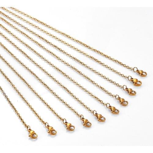 Wholesale 10pcs/lot Rose Gold Chain Stainless Steel Necklaces Rolo O Link Cuban Chain tennis Necklace Pendants Women Men Jewelry