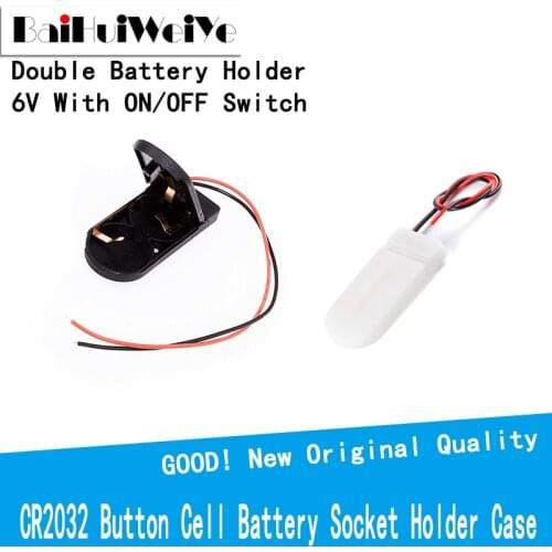 CR2032 Double Button Coin Cell Battery Socket Holder Case Cover With ON/OFF Switch 3V x2 6V Battery Storage Box