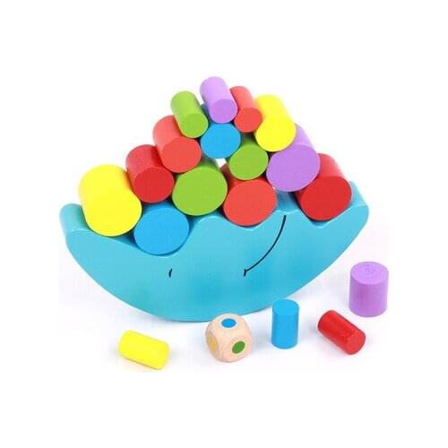 Moon balance building wooden toy Moon boat child balancing colorful building blocks Toy Children Gift