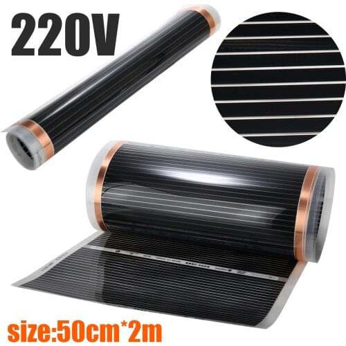 50cmx2m 220V Electric 60 Degree Home Floor Infrared Underfloor Heating Warm Film Mat Household Electric Heating Pads