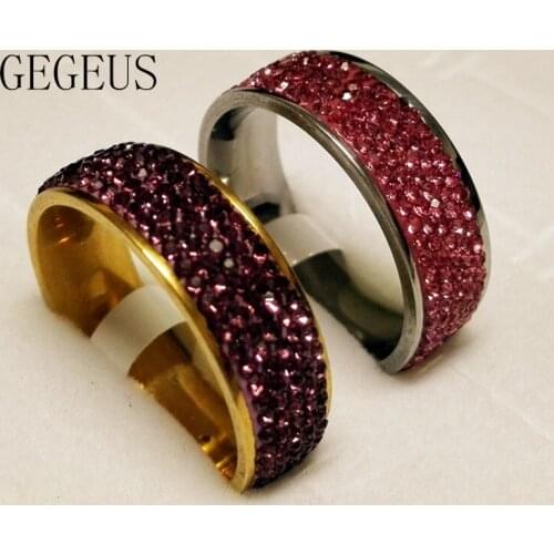 ANN jewelry GRGEUS Gold Silver Crystal Rings Classic anillos mujer bague aros Rose Gold Color Rhinestones Studded Finger Rings
