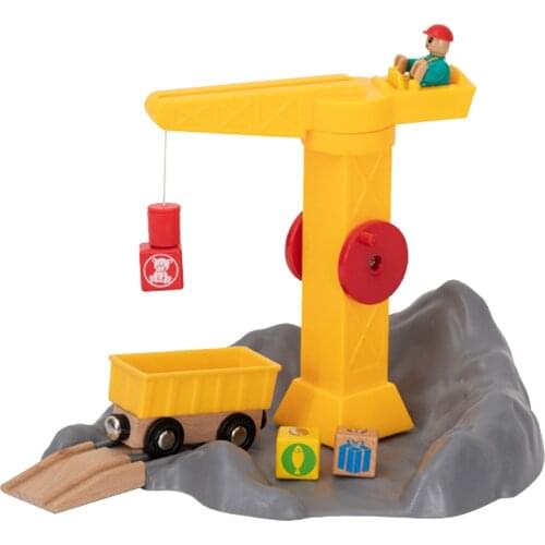 Kids Toys Construction Crane Safe Toy For Kids Compatible With Wooden Track Toys Gift For Boys Children