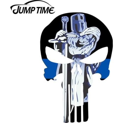 JumpTime 13cm x 8.3cm PUNISHER SKULL Thin Blue Line SWORD STANDING Police Decal Car Stickers Motorcycle Window Bumper Vinyl