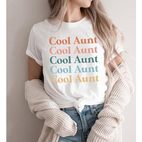 Cool Aunt Shirt Aunt Tee Retro Vintage T-Shirt Gift for Auntie Women Casual Short Sleeve Shirts Female Plus Size Tops
