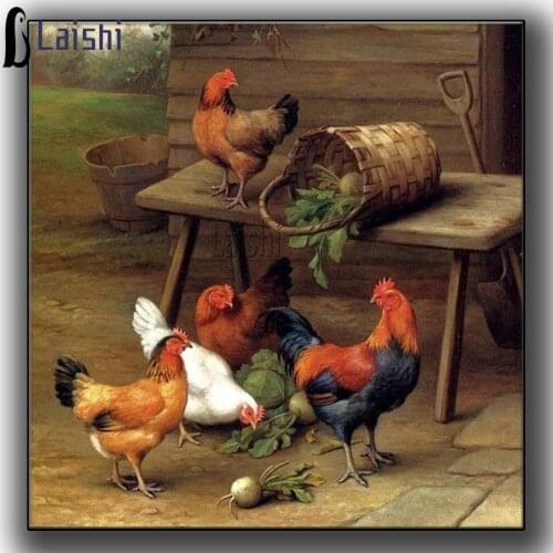 DIY Diamond Painting Animals Farmhouse Chicken Cross Stitch Kit Full Square Diamond Embroidery farm Mosaic Rhinestone Home Decor