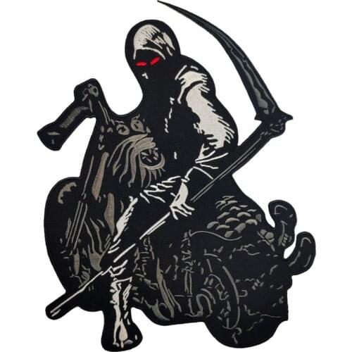 Reaper Patches Skull Death Biker Motorcycle Back Patch Free Rider Jacket Badge Embroidered Large Huge Stickers for Clothing
