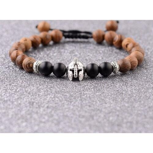 Natural Wood Beads Bracelet Hommes Bileklik Bijoux Men Classic Elastic Buddhist Prayer Helmet Bracelet