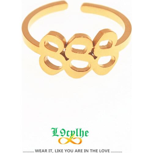 Stainless Steel Adjustable Finger Ring 777 Anel Masculino 999 888 111 555 222 333 444 Angel Number Rings Women Free Shipping