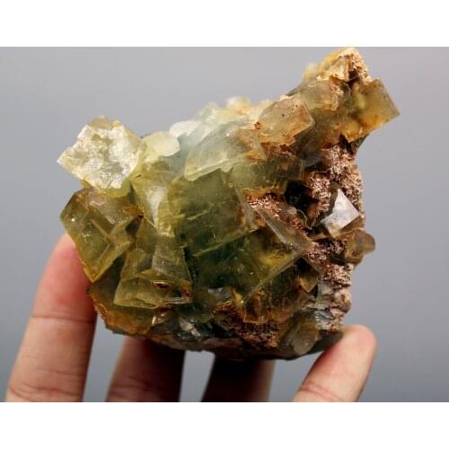 New mineral ! 317g Natural yellow fluorite Cluster mineral specimens Stones and crystals Healing crystal