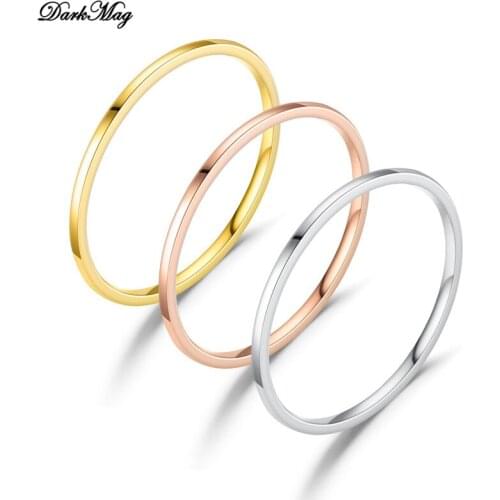 DarkMag romotion Titanium Steel Rose Gold Color Anti-allergy Smooth Couple Wedding Ring Woman Man Fashion Jewelry