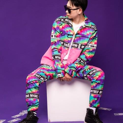 Autumn Winter Men Long Sleevs Tops Pants Pink Hip Hop Shirt Bar DJ Costumes Male Gogo Daners Singer Show Stage Outfit VDB2583