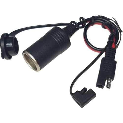 JKM SAE To Cigarette Lighter Socket Wire Car Charger Female Connector Plug 20A 14AWG 2Pin Quick Release Disconnect Adapter 0.3m
