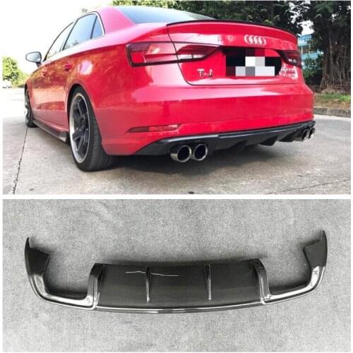 Carbon Fiber Car Bumper Front Lip +Rear Bumper Lip Diffuser Protector Cover Fits For Audi A3 Sline S3 Sedan 2017 2018 2019 Year