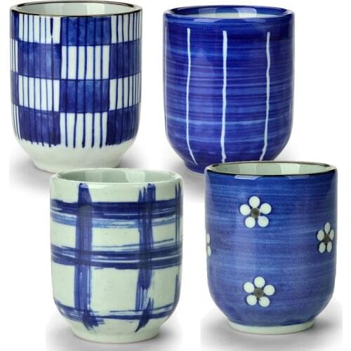 Outlet Wholesale Price Ceramics Vintage Hand Painted Straight Body Wind Cherry Soup Swallow Cup Glaze Large Colored Tea Cup