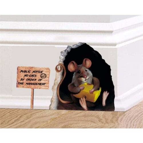 Cheese Mouse Hole Wall Stickers Cartoon Little Mice Skirting Stickers for Kids Room Decoration Nursery Mural Kindergarten Decals