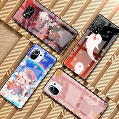 Genshin Impact Glass Case For Xiaomi Mi Poco X3 NFC 10T Pro Note 10 Lite F3 GT 11 M3 9T M2 9 Luxury Tempered Phone Cover Funda