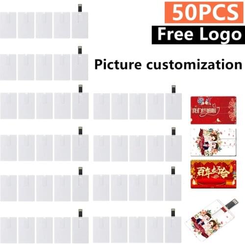 50PCS Card USB flash drive 32GB 64G pendrive 1GB 2GB 4GB 8G Pen Drive 16G 128MB 256MB 512MB флэшка Memory Stick Free custom logo