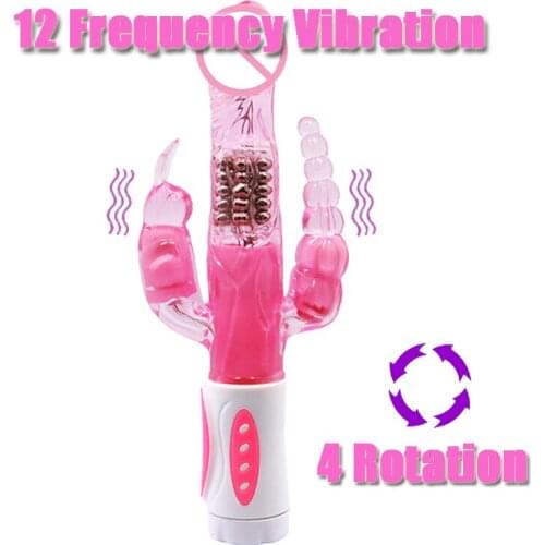 ORISSI Bunny Triple Pleasure Vibrations & Rotations Anal Sex Rabbit Vibrators for Women Female Masturbator Adult Erotic Sex Toy